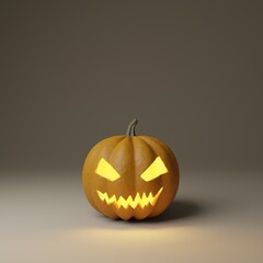 Halloween pumpkin head jack isolated on white background. 3D Rendering illustration