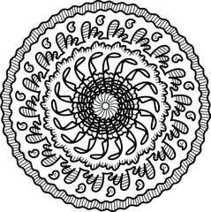 Floral Graphic Elements Mandala Black and White