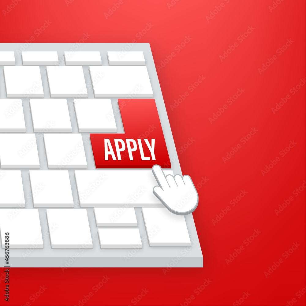 Poster apply with cursor button. internet icon. pointer click icon. vector stock illustration.