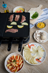 Raclette table-top grill or the Dutch variant 'gourmetten'
