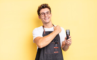 feeling happy, positive and successful, motivated when facing a challenge or celebrating good results. barber concept