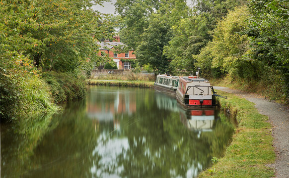 Narrow boats at Chirk - composite long exposure on canal and fast exposure on boats