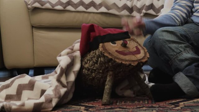 family video with the cagatio, typical catalan christmas celebration.