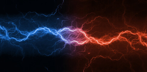 Red and blue lightning, abstract plasma background - 456767001