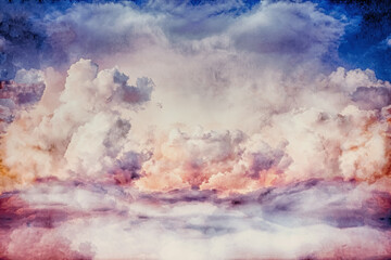 beautiful storm clouds, sky cloud background. Painting effect.