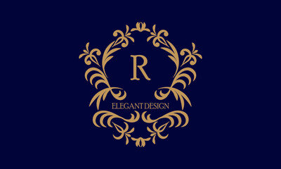 Exquisite monogram template with the initial letter R. Logo for cafe, bar, restaurant, invitation. Elegant company brand sign design.