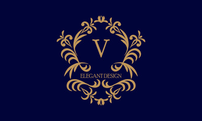 Exquisite monogram template with the initial letter V. Logo for cafe, bar, restaurant, invitation. Elegant company brand sign design.