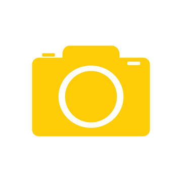 a warning/yellow camera single icon isolated white background	