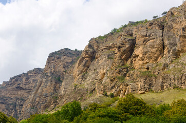 Fototapeta na wymiar wall of impregnable stone mountains