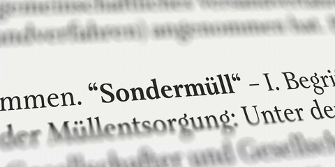 Das Wort Sondermüll im Buch abgebildet