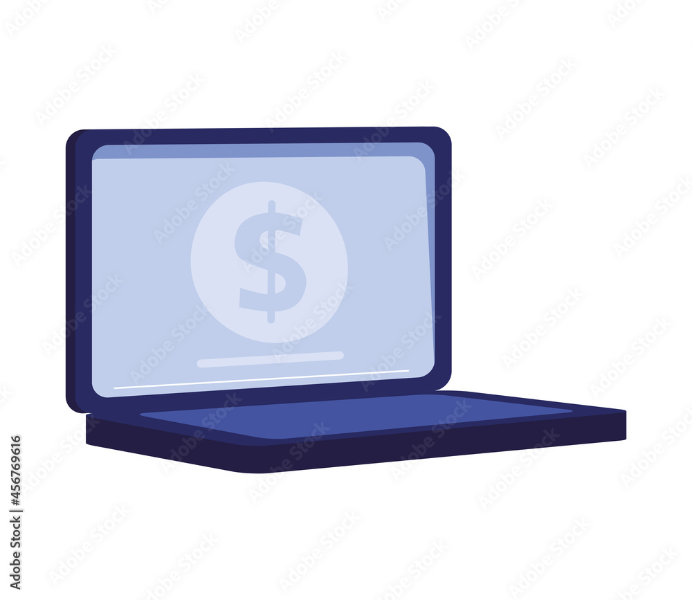 Poster laptop with financial software