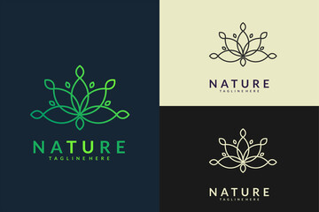 green lotus logo design. nature vector logo design icon symbol illustration for corporate healthcare medical company