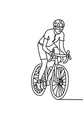 One continuous line drawing,  ride a bike