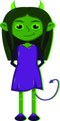 Happy Halloween. Halloween vector character Imp girl. vector illustration