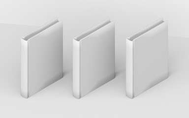 Blan book cover mock up with empty space in isometric. 3d illustration. Template for brochures or magazine. 3d rendering