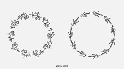 Set wreath leaf frame , Flat Modern design , illustration Vector EPS 10