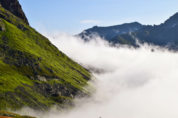 Morning hike through the clouds in Austria 