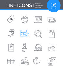 Online shopping - modern line design style icon set