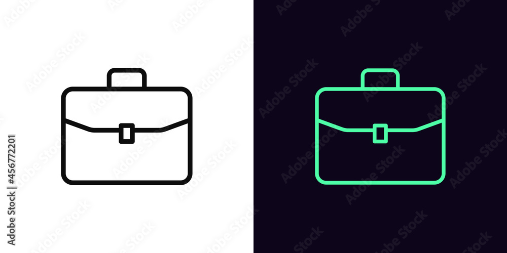 Poster outline briefcase icon with editable stroke. linear briefcase sign, suitcase pictogram