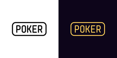 Outline poker icon with editable stroke. Linear poker sign and text pictogram