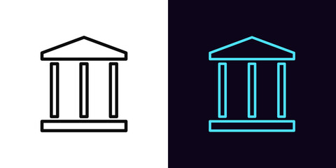Outline bank building icon, with editable stroke. Linear bank sign, government or courthouse pictogram