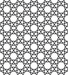 Seamless arabic geometric ornament in black and white color.