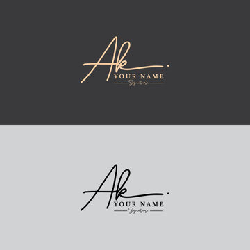 Ak initial letter signature logo template . Ak Handwriting letter logo concept logo.