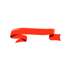 Red ribbon for text, gifts, banners, cards, decor. Christmas festive gift decoration. Valentine's Day.