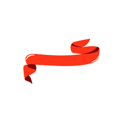 Red ribbon for text, gifts, banners, cards, decor. Christmas festive gift decoration. Valentine's Day.