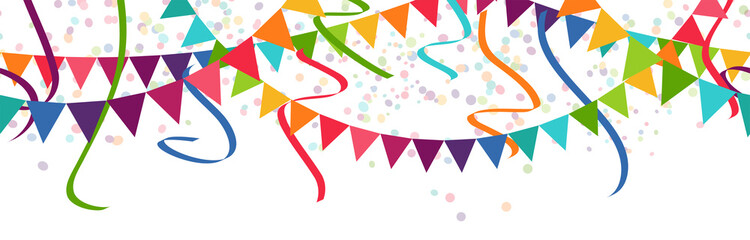 seamless colored garlands and streamers party background