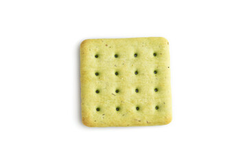 Green cracker pile isolated on white background. top view.