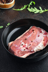 raw duck breast poultry meat fresh portion ready to eat meal snack on the table copy space food background rustic. top view keto or paleo diet