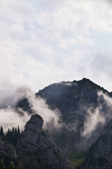 Hiking in the cloudy mountains near Feussen, Germany