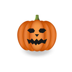 Halloween pumpkin isolated on white. Fresh pumpkin on a white background. Harvesting for the winter. Autumn harvest. Vector illustration. vegetable graphic icon or print, isolated. Halloween