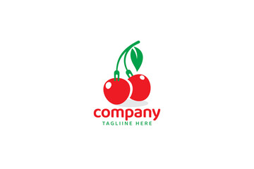 cherry and fork logo vector graphic for any business especially for fresh food, healthy food shop, store, etc.