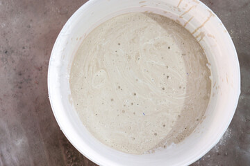 white colored plastic paint on pot