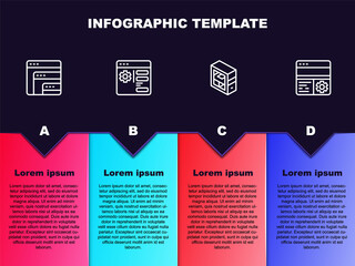 Set line Software, Browser setting, Computer and Debugging. Business infographic template. Vector