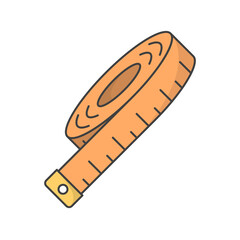 Sewing tape. Tool for sewing and seamstress. Cartoon image of a tape measure for embroidering clothes. Isolated vector on pure white background.