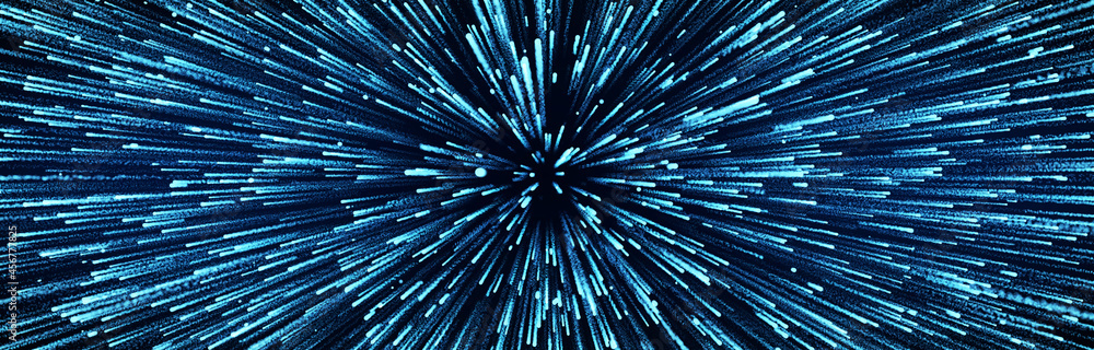 Poster abstract data flow space. light rays. explosion effect. sci-fi motion wallpaper. 3d rendering.