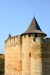Fototapeta na wymiar Medieval fortress in the Khotyn town West Ukraine.