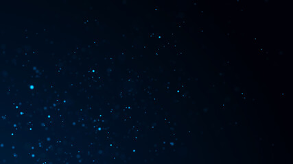 Dust particle glow. Energy flow on a black background. Abstract background of particles. 3D rendering.