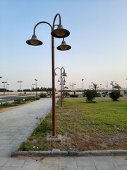 street lamp post in garden 