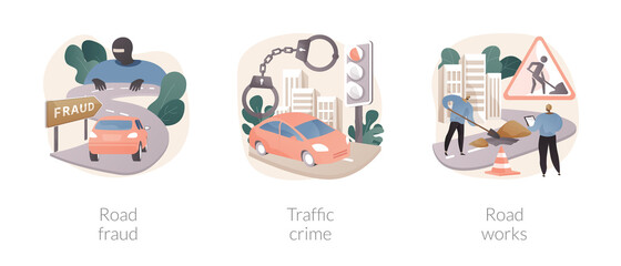 Road safety abstract concept vector illustrations.