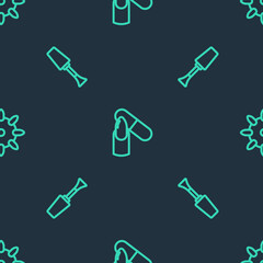 Set line Nail file, polish and False nails on seamless pattern. Vector