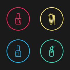 Set line Bottle of nail polish, Nail manicure, cutter and icon. Vector