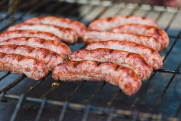 Grilled meat on the grill