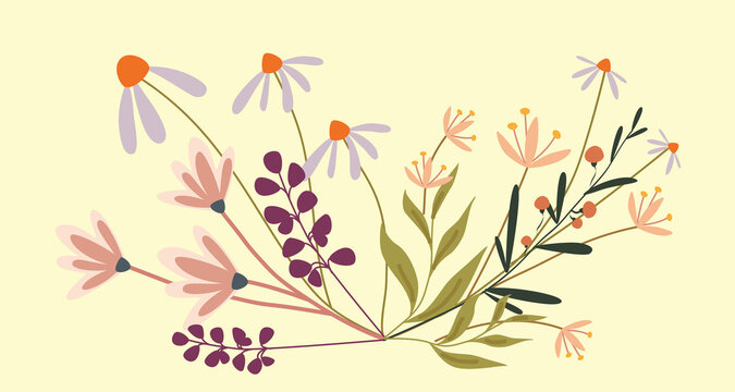 Vector illustration with different flowers