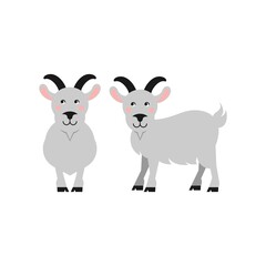 Cartoon goat. Cute farm animals. Vector illustration