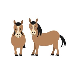 Cartoon horse. Cute farm animals. Vector illustration