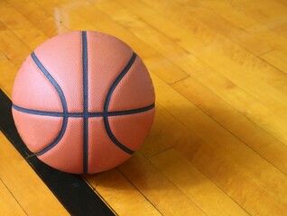 basketball on wood gym  floor